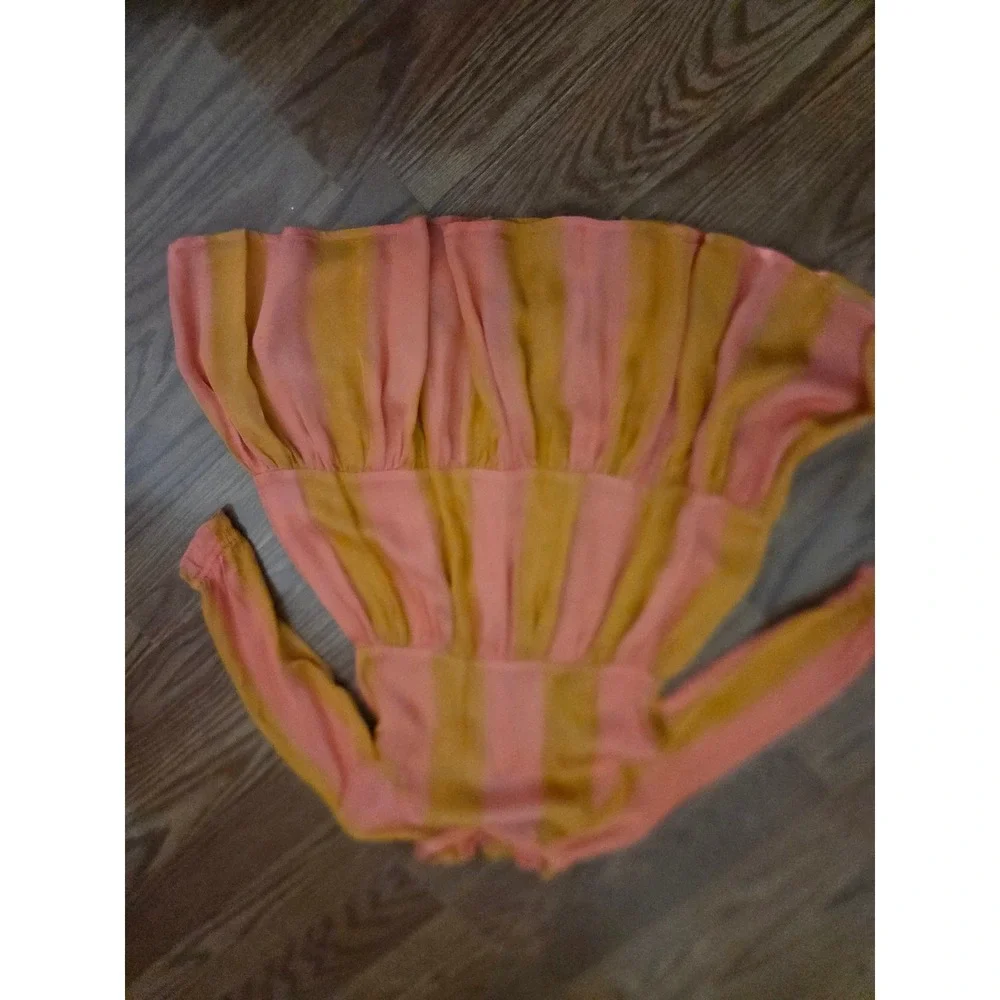 Roma Kids Orange Pink Striped Tiered Modal Satin Dress Size 2-3Y Long Sleeve
